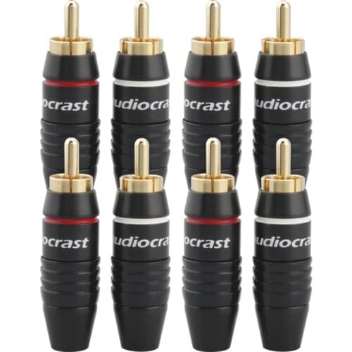 Free shipping 50 pcs High Quality Audiocrast RCA Plug Solder RCA Adapter 24K Gold Plated Audio Plug