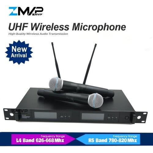 True Diversity QLX24D Dual Microphone Wireless System with BETA58A Handheld Transmitter Mic For Performance Live Vocal Karaoke