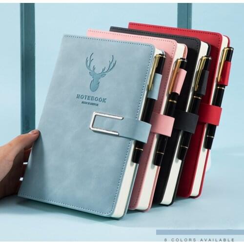 240 Pages Deer Head A5 Notebook Journal PU Leather Work Note Book Daily Business Office Accessories Simple Diary School Supplies