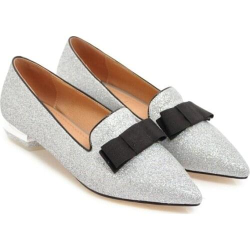 Big SizeSingle shoes decorated with pointed bow summer flat ladies women shoes woman