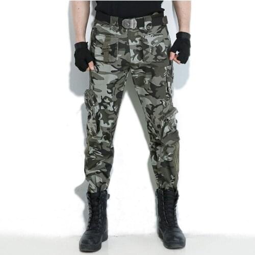 Men military uniform camouflage work pants special forces tactical pant combat multi-pocket cotton Slim breathable trousers