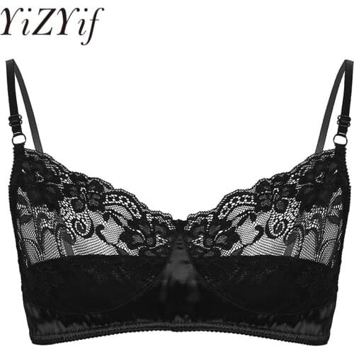 Exotic Bras Men Male Sexy Gay Bra Tank Spaghetti Straps Lace Satin Lingerie Babydoll Wire-free No Pad Bra Top Bralette Nightwear