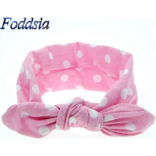Foddsia 1PCS Girls Hair Accessories Dot Bowknot Print Floral Headband Children Rabbit Ears Elastic Hair Bands Baby Headwear B15