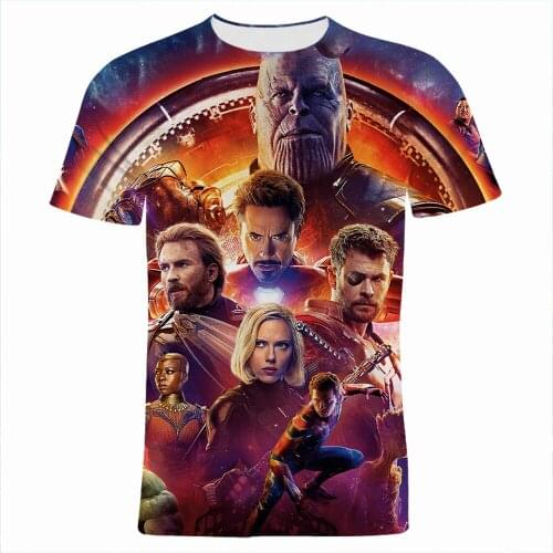 Mans T-shirt Branded Marvel The Avengers 3D Print Summer Casual Womens Oversize T Shirts Short Sleeve Children Clothes