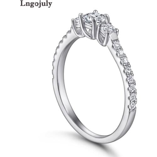 Genuine Luxury Bride Ring Pure 925 Sterling Silver Zircon Ring Rhinestone Lover Wedding Rings Fine Jewelry Gift For Girl Woman