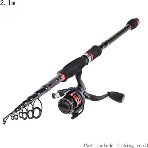 2.1m strong 40T Carbon Lure Fishing Spinning Rod Matt Black H Hardness 5 Section Telescopic Ultra Light Travel Fishing Pole