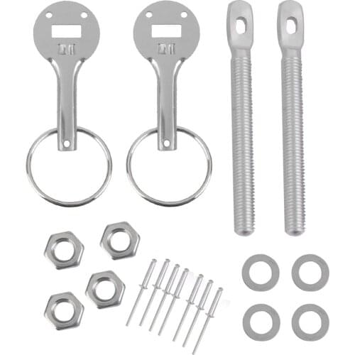 Set Of Racing Sport Car Alloy Bonnet Hood Pin Lock Down Kit Universal Silver