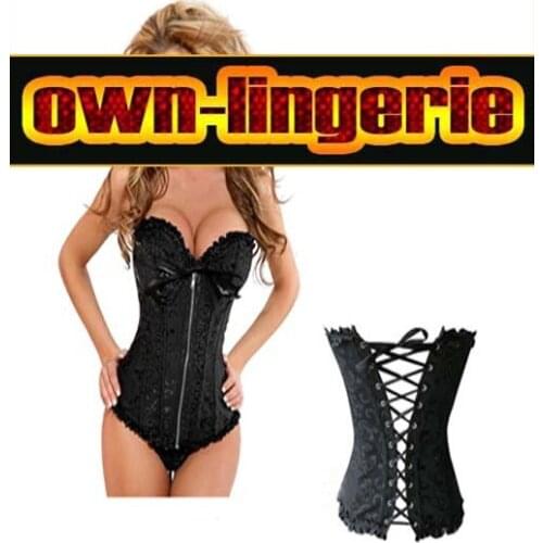 Corset bustier for woman with zipper up front laced up back overbust black woman corset bustier w3134
