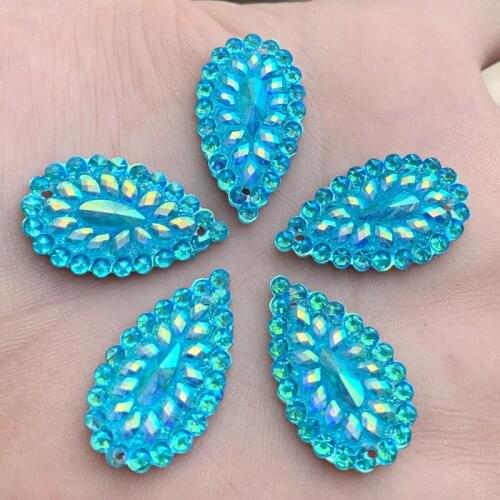 30pcs 16*28mm Water drop Crystal AB Resin Rhinestones Crystals Stones Scrapbook for DIY Garment Crafts -B34