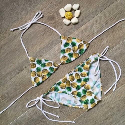 2020 Summer Brand Pineapple Print Girls Swimwear Baby Kids Swimwear Bandage Biquini Infantil Swimsuits Bikini Girl For 5-12years