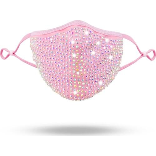 Masquerade Mask for Women Galloween Rhinestone Mardi Gras Elastic Reusable Washable Festival Jewelry Party Pearl Face Cover