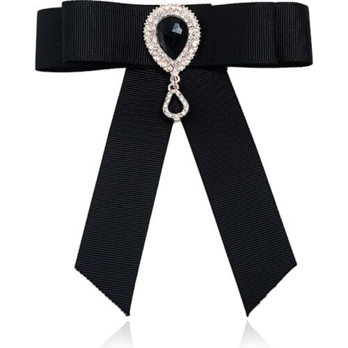 Black Bow Vintage Brooches Ribbon Bowknot Retro Collar Pins Corsage Shirt Tie Cravat Wedding Broches Jewelry Women Gifts Party