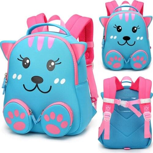 Fashion 3D Blue Cat School Bags for Girls Boys Lovely Animals Kids School Backpacks Children Students Book Pouch Mochila Escolar