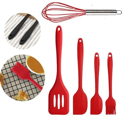 Silicone Cooking Utensil Set Heat Resistant Whisk Spatula Steak Frying Spatula Spatula Five-piece Baking Baking Set Baking Tool