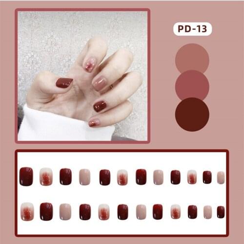 24pcs Hit Color False Nails 40 Styles Cute Summer Style Fake Nails Jelly Finger Nails Art Fake Nail Tips False Press Full Cover