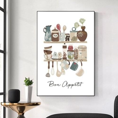 Tableware Canvas Painting Wall Art Nordic Poster Print Modern Print Painting Quotes Wall Pictures For Kitchen Home Decoration