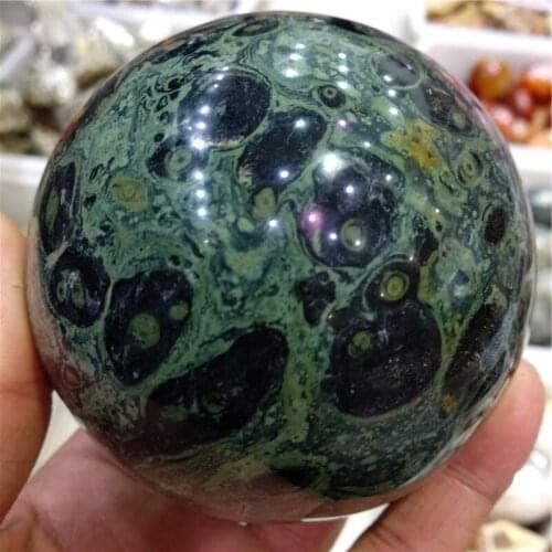 About 8-9cm Large Natural Madagascar Peacock Eye Fossil Stone Kambaba Jasper Sphere Crystal Ball Metaphysical Chakra Healing Gem