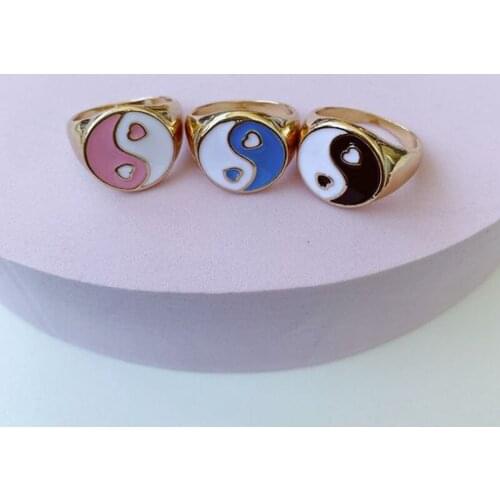 New Trendy Geometric Rings for Women Retro Tai Chi Bagua Rings Female Chinese Style Yin and Yang Feng Shui Jewelry Vintage Rings