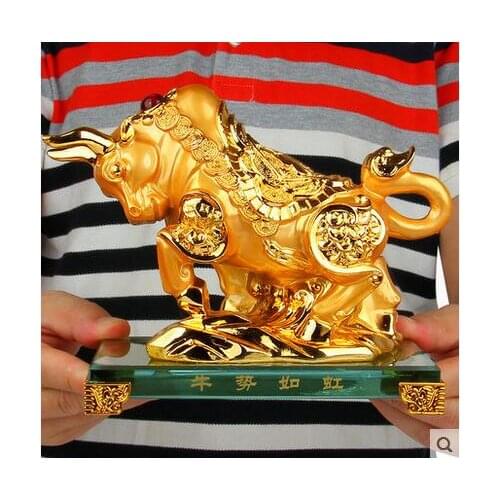 Sand gold animal creative home furnishing tiger rabbit snake horse sheep dog pig craft decoration large home statue sculpture