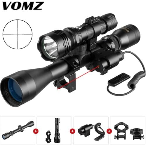 VOMZ 3-9X40 Scope with Flashlight Laser Rangefinder Reticle Hunting Deer Air Rifle Crossbow Mil Dot Reticle Riflescope Tactical