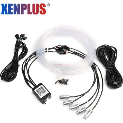 Xenplus 4x 6M RGB LED Car Interior Light Multicolor EL Neon Strip Light Bluetooth Phone Smartphone-control Atmosphere Light 12V