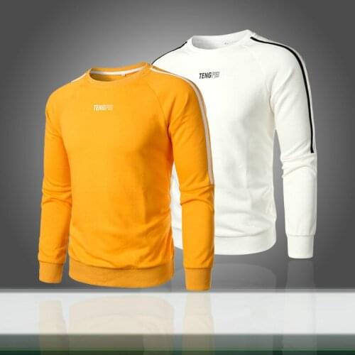 New Men Sweatshirt Casual Solid Color O-Neck Slim Fit Hoodies Mens Sportswear Pullover Letter Printed Male Hoody Tracksuit Tops