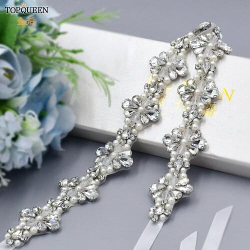 TOPQUEEN S469 Bridal Sash for Wedding Gown Rhinestone Wedding Sash Jeweled Belt for Wedding Decorative Belt for Women Party Belt