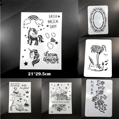 Drawing Stencil Painting Template DIY Scrapbooking Album Decorative Coloring Embossing Reusable Office School Supplies