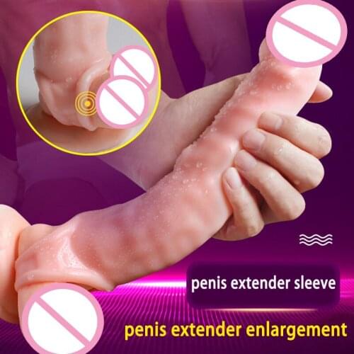 Penis Extender Thick Condom Silicone Sleeving Reusable Condoms Dick Enlargement Delay Ejaculation Cock Sleeve Adult Toys For Men