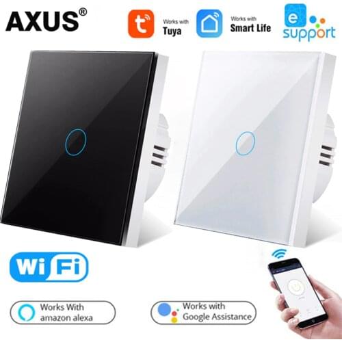 AXUS Tuya Smart Wifi Touch Switch No Neutral Wire Required Smart Home Life wall Light Switch support Alexa Google Voice Control