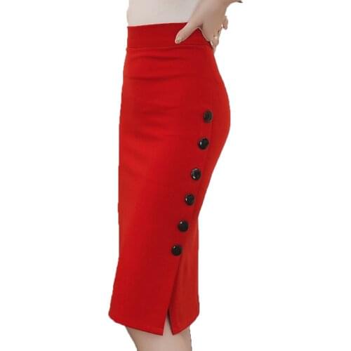 2021 Womens Clothing Skirt Sexy Casual Pencil Skirt Ladies High Waisted Button Office Autumn Skirt 5Xl Large Size Skirts New