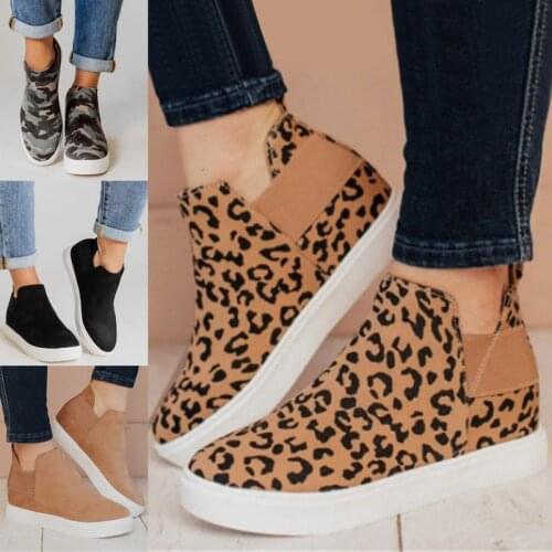 Sneakers for Women 2021Autumn New Womens Fashion Flat Canvas Shoes Outdoor Ladies Leopard High Top Sport Shoes Zapatillas Mujer