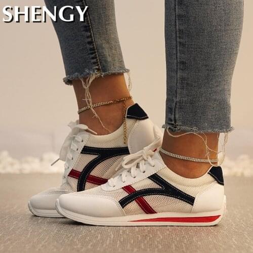 NEW Women Sneakers Mixed Color Mesh Lace Up Flat Ladies Sandals 2021New Summer Fashion Casual Outdoor Sport Female Footwear