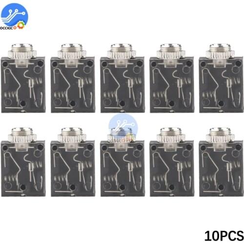 10PCS 5 Pin 3.5mm Stereo Audio Jack Socket PCB Panel Mount For Headphone With Nut PJ-324M