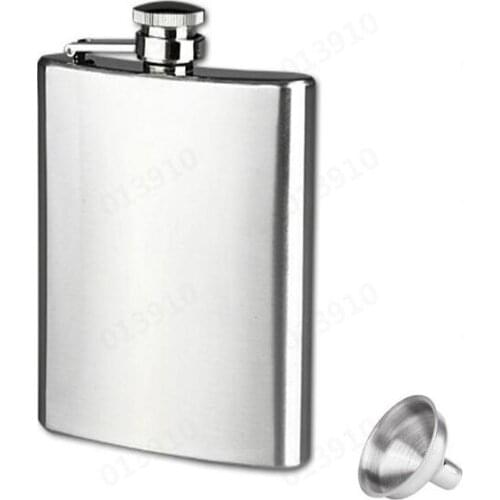 30# Stainless Steel Hip Flask with Funnel for Liquor Whisky Wine 8OZ Outdoor Portable Pocket Flasks Alcohol Bottle