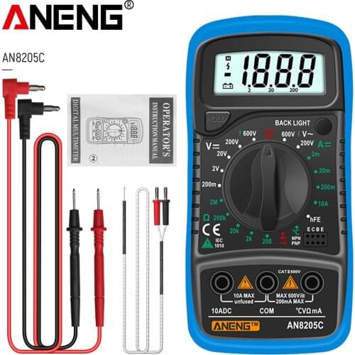 ANENG AN8205C Digital Multimeter AC/DC Ammeter Volt Ohm Tester Meter Multimetro With Thermocouple LCD Backlight Portable