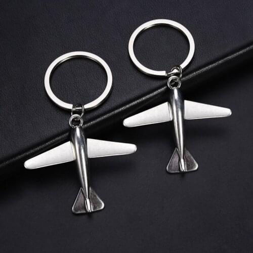 Aircraft Shape Keychain Ancient Silver Airliner Key Chain For Lovers Zinc Alloy Keyring For Women Men Travel Small Gifts