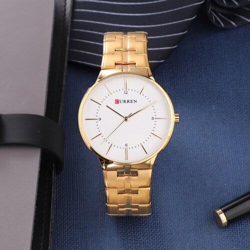 Curren Watches Men Golden Stainless Steel Band Casual Mens Quartz Watch Man Luxury Brand Waterproof Male Clock Reloj Hombre 2019