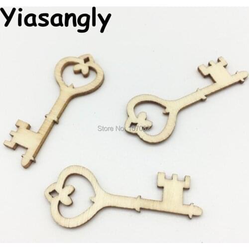 1000PCS 16x40mm Natural Wooden Keys Chips Emebellishments Cardmaking DIY Wedding Invites Crafts Scrapbooking Confetti