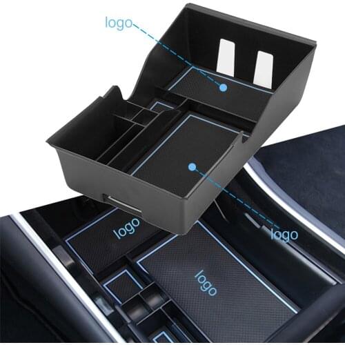 For Tesla Model 3 2017 2018 2019 Central Armrest Storage Box Auto Container Glove Organizer Case Car Accessories