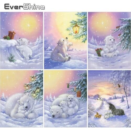Evershine Diamond Mosaic Bear 5D DIY Diamond Painting Winter Animal Cross Stitch New Arrival Rhinestones Art Home Decoration