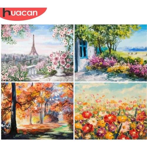 HUACAN Picture By Numbers Landscape Handpainted Home Decoration Oil Painting Flower Drawing Canvas Wall Art Gift