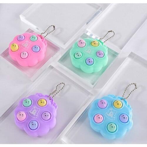 Fidget Keychain Electric Whack-A-Mole Game Toy Realistic Catching Game Stimulation Toy with Light Sound Anxiety Pendant