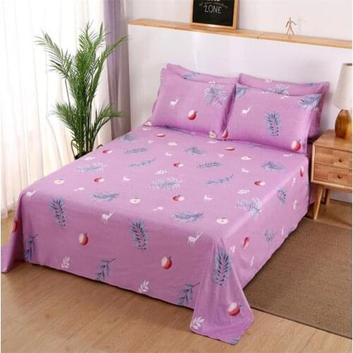 3pcs Bed Sheets Set 230x230 (1pc Bedsheet + 2pcs Pillowcases) Washed Cotton Sanding Soft Linens for Kids Child Adult Bedroom