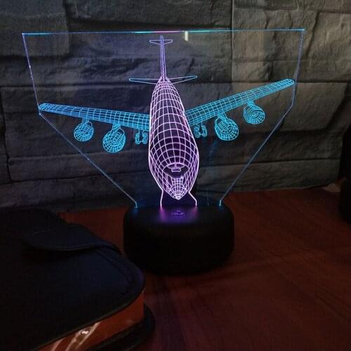 Airplane Model USB 3d Led Night Light Illusion Lampara Kids Gift Double Color 3d Lamp Home Bedroom Decoration
