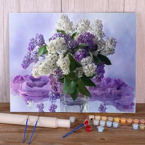 Lilac Flower Painting By Numbers Complete Kit Acrylic Paints 40*50 Canvas Painting Handmade Crafts For Adults Art
