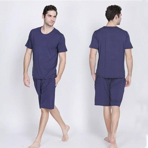 2020 New Pajama Set Men sleepwear nightsuit Casual bamboo soft breathable Male pyjamas sets T-shirt + shorts Home Clothing sets