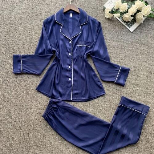 2021 womens spring and summer new ice and snow silk housewear loose long sleeve suit pajamas for girls 12-20 years old
