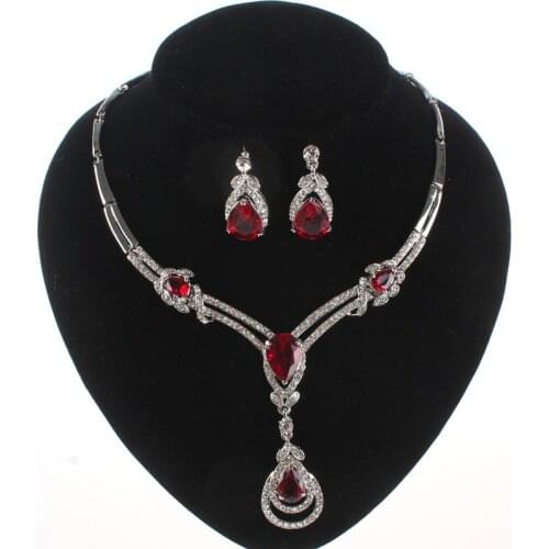 OUHE Zircon Crystal Jewelry Sets Fashion Water Drop Pendants Necklaces Earrings Silver Plated Jewelry Set For Women Wedding