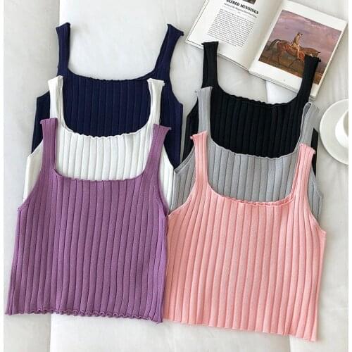 Sexy Camis Slim Female Camisole Summer Sleeveless TShirts Crop Top Solid Color Basic Women Camisole